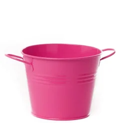 Tin Pot Medium side Handles Hot Pink (15.5Dx12cmH)