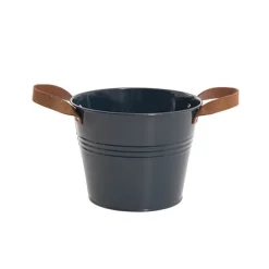 Tin Pot Medium side Handles Dark Blue (15.5Dx12cmH)