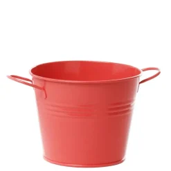Tin Pot Medium side Handles Red (15.5Dx12cmH)
