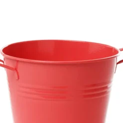 Tin Pot Medium side Handles Red (15.5Dx12cmH)