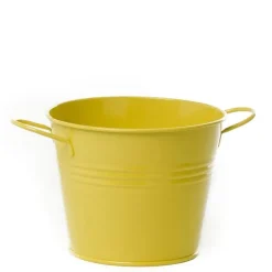 Tin Pot Medium with side Handles Yellow (15.5Dx12cmH)