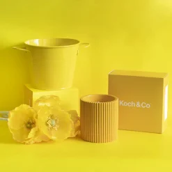 Tin Pot Medium with side Handles Yellow (15.5Dx12cmH)