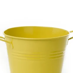 Tin Pot Medium with side Handles Yellow (15.5Dx12cmH)