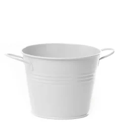 Tin Pot Medium with side Handles White (15.5Dx12cmH)