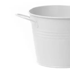 Tin Pot Medium with side Handles White (15.5Dx12cmH)