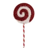 Tinsel Swirly Lollipop Pick Red & White (13cmDx40cmH)