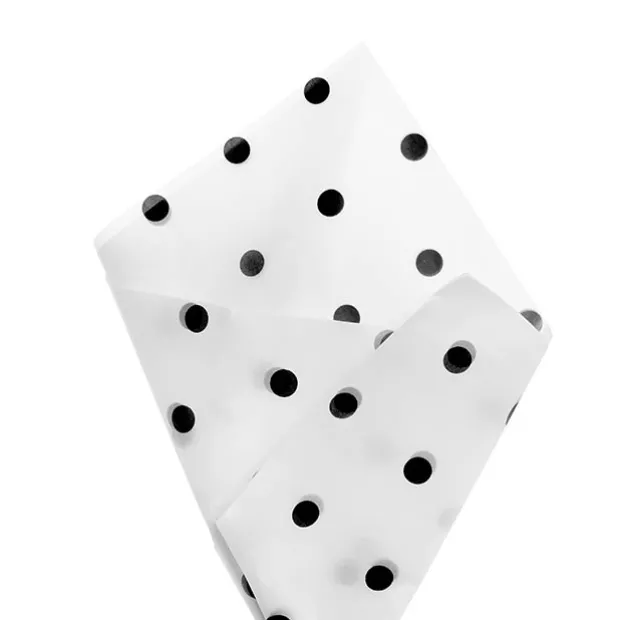 Tissue Paper Inspo Black Spots Pk100 17gsm White (50x75cm)