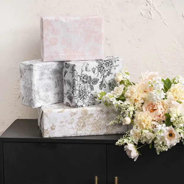 Tissue Paper Inspo Florals Pk100 21gsm Gold White(50x75cm)