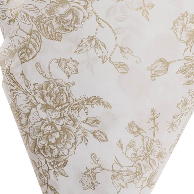 Tissue Paper Inspo Florals Pk100 21gsm Gold White(50x75cm)