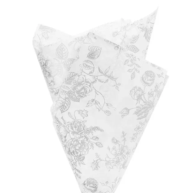Tissue Paper Inspo Florals Pk100 21gsm Silver White(50x75cm)