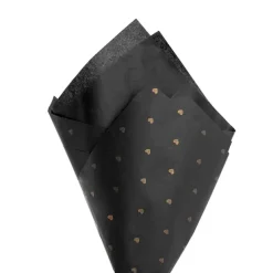 Tissue Paper Inspo Gold Hearts 17gsm Pk100 Black (50x75cm)