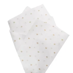 Tissue Paper Inspo Hearts Pk100 21gsm Gold White (50x75cm)