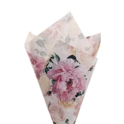 Tissue Paper Luxe Floral Pk100 28gsm Pink White (50x75cm)