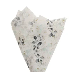Tissue Paper Luxe Leaves Pk100 28gsm White (50x75cm)
