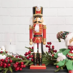 Traditional Nutcracker w Sword Red (36cmH)