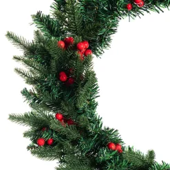 Traditional Pine & Red Berry Wreath Green (60cmD)