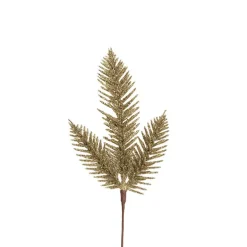 Traditional Pine Leaf Pick Pack 6 Glitter Champagne (17cmH)