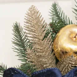 Traditional Pine Leaf Pick Pack 6 Glitter Champagne (17cmH)