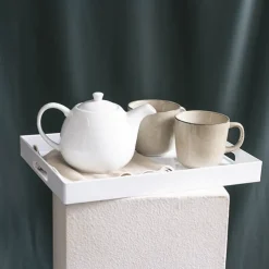 Tray Rectangular w Handles White (40x30x4cmH)