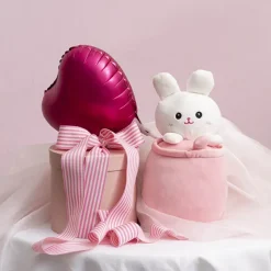 Tumbler Bunny Plush Puff Soft Toy Pink (25cmHT)