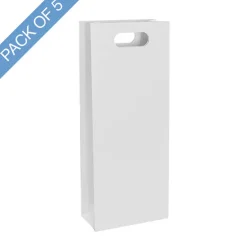 Two Bottle Kraft Wine Bag Pack 5 White (17Wx9Gx42cmH)