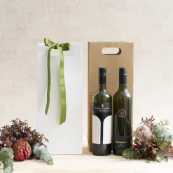 Two Bottle Kraft Wine Bag Pack 5 White (17Wx9Gx42cmH)