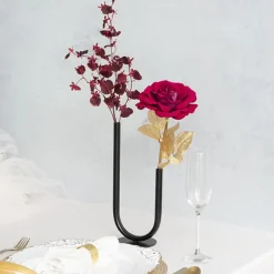 U Shape Metal Tube Vase Black (10cmDx28cmH)