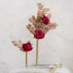 U Shape Metal Tube Vase Gold (10cmDx28cmH)