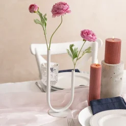 U Shape Metal Tube Vase White (10cmDx28cmH)