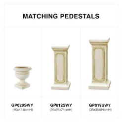 Urn Fibreglass Aztec 40Dx42.5cmH Smooth Ivory