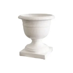 Urn Fibreglass Aztec Gloss White (40Dx42.5cmH)
