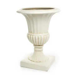 Urn Fibreglass Flute 48Dx60cmH Smooth Ivory