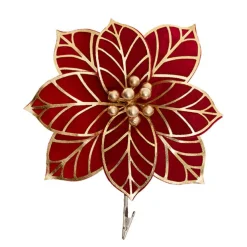 Variegated Poinsettia Clips Pack 2 Red & Gold (26cmDx10cmH)