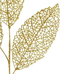 Veined Artificial Leaf Spray Metallic Gold (76cmH)