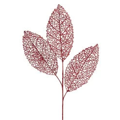 Veined Artificial Leaf Spray Red (76cmH)