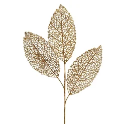 Veined Artificial Leaf Spray Metallic Rose Gold (76cmH)
