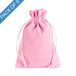 Velvet Gift Bag Medium Pack 6 Baby Pink (12.5x17cmH)