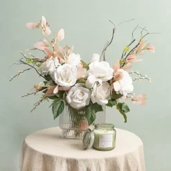 Velvet Rose Full Bloom Stem White (13cmDx75cmH)