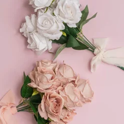 Velvet Rose x 9 Heads Bouquet Off White (9cmDx44cmH)