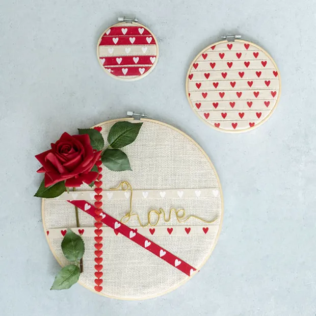 Vintage Cotton Ribbon Heart Beige White (15mmx10m)