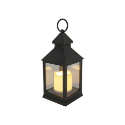 Vintage Lantern With LED Candle Black (10.5Dx24cmH)