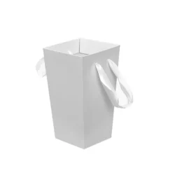 V-Shape Posy Bag With Ribbon Handle White (13x23cmH) Pack 5