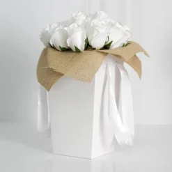 V-Shape Posy Bag With Ribbon Handle White (13x23cmH) Pack 5