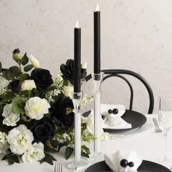 Wax LED Trueflame Dinner Taper Candle 2PK Black (2.2x24cmH)