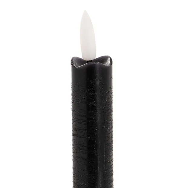 Wax LED Trueflame Dinner Taper Candle 2PK Black (2.2x24cmH)