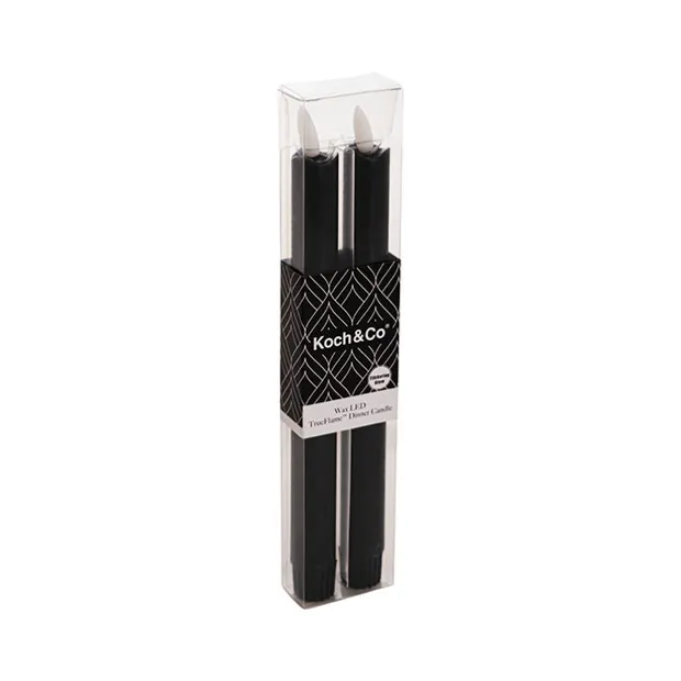 Wax LED Trueflame Dinner Taper Candle 2PK Black (2.2x24cmH)