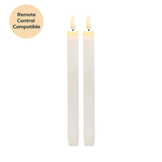 Wax LED Trueflame Dinner Taper Candle 2PK (2.2x24cmH)