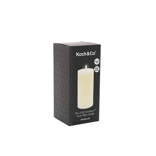 Wax LED Trueflame Event Pillar Candle Ivory (10x20cmH)