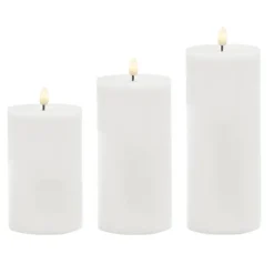 Wax LED Trueflame Event Pillar Candle Set White 10x15/20/25