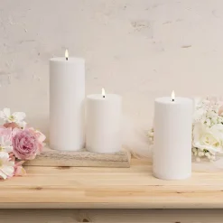 Wax LED Trueflame Event Pillar Candle Set White 10x15/20/25